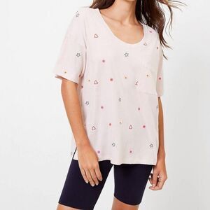 Lou & Grey Short Sleeve Spring Fling Softserve Pink Oversized Pocket Tee. Small.
